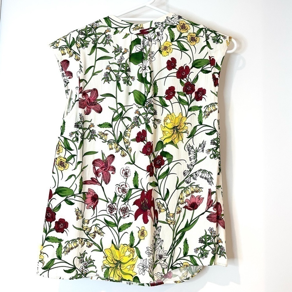 Veronika Maine top blouse floral tie front white pink yellow ladies size 6 - Picture 2 of 6